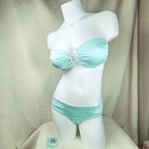NWOT Victoria's Secret Bandeau Bikini Set Iced Seafoam color Size Medium/Large